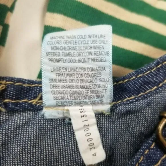 4/$25 Fisher Price Baby 2Pc Overalls Outfit Denim Jeans  Long Sleeve Shirt 12mo - Picture 10 of 12